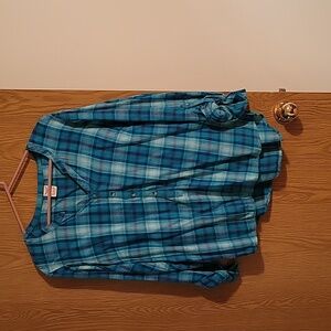 Faded Glory Teal Plaid Shirt